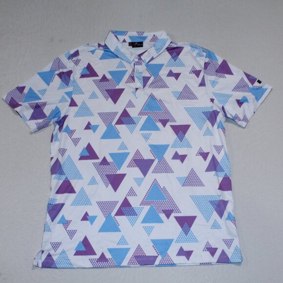 Yatta Golf Other - Yatta Golf Men White Geometric Polo Shirt Casual Short Sleeve Collar Size 2XL